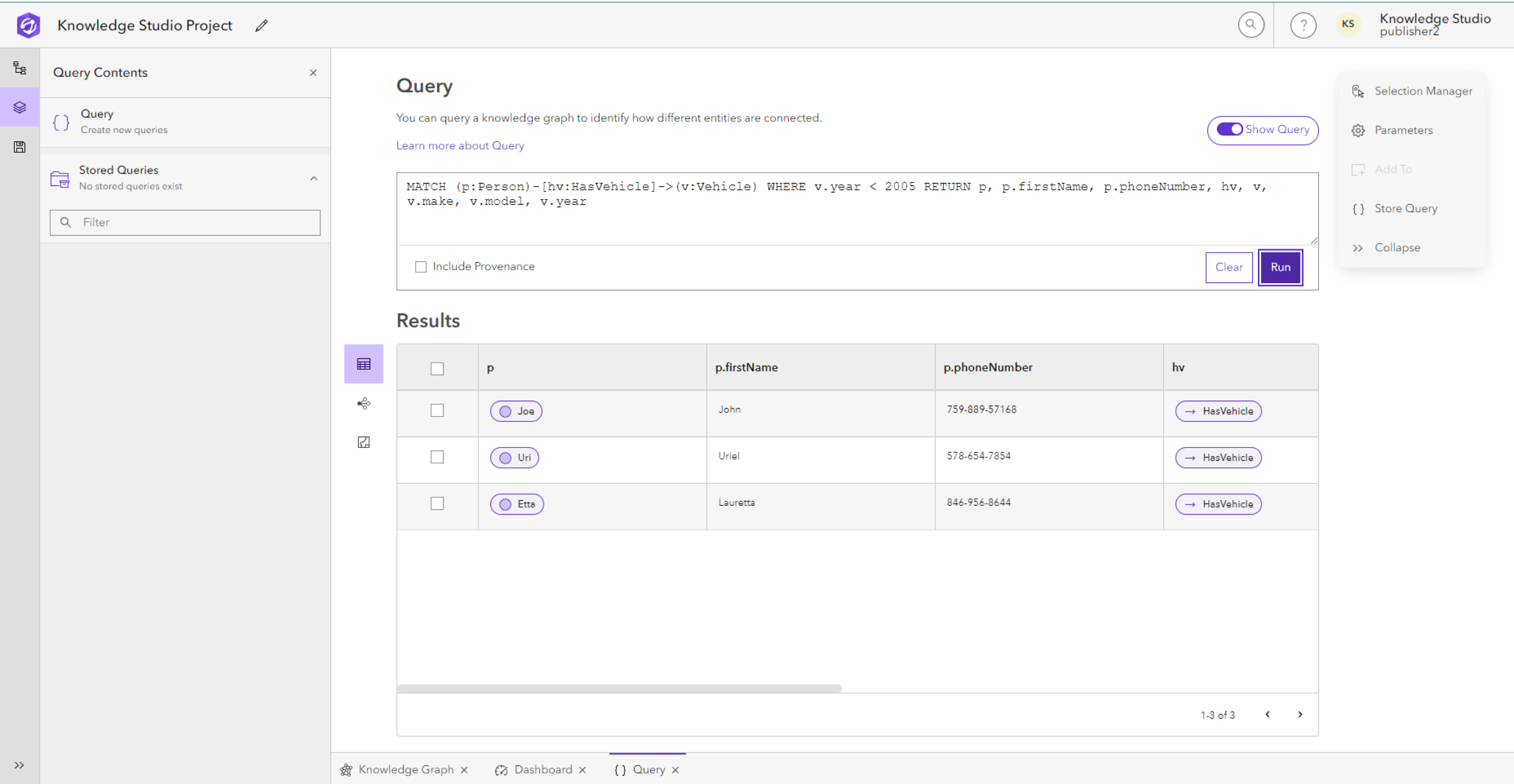 Query results Query results