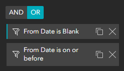 Click OR to specify that any filter criteria can be true Click OR to specify that any filter criteria can be true